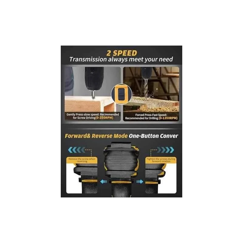 MECRAAF 21V 1.5Ah 10mm Cordless Drill with LED Work Light image-4