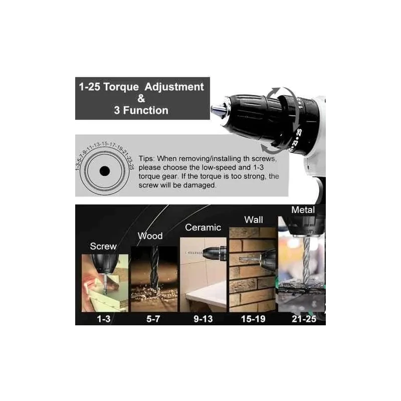 MECRAAF 21V 1.5Ah 0.8-10mm Cordless Drill with LED Work Light image-7