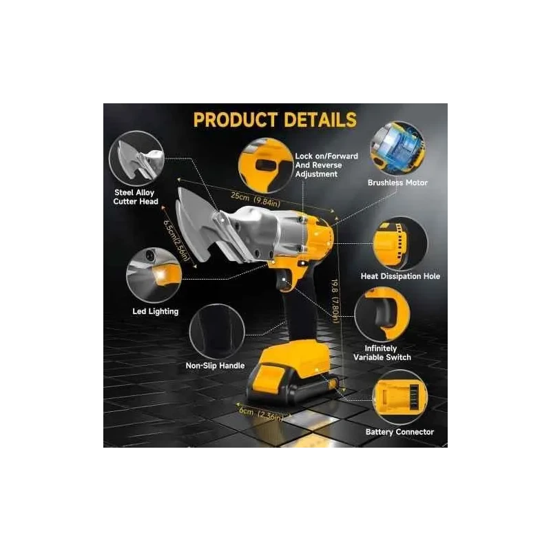 MECRAAF 21V 2400rpm Heavy Duty Cordless Brushless Metal Shear for Cutting Metal Iron & Stainless Steel image-3