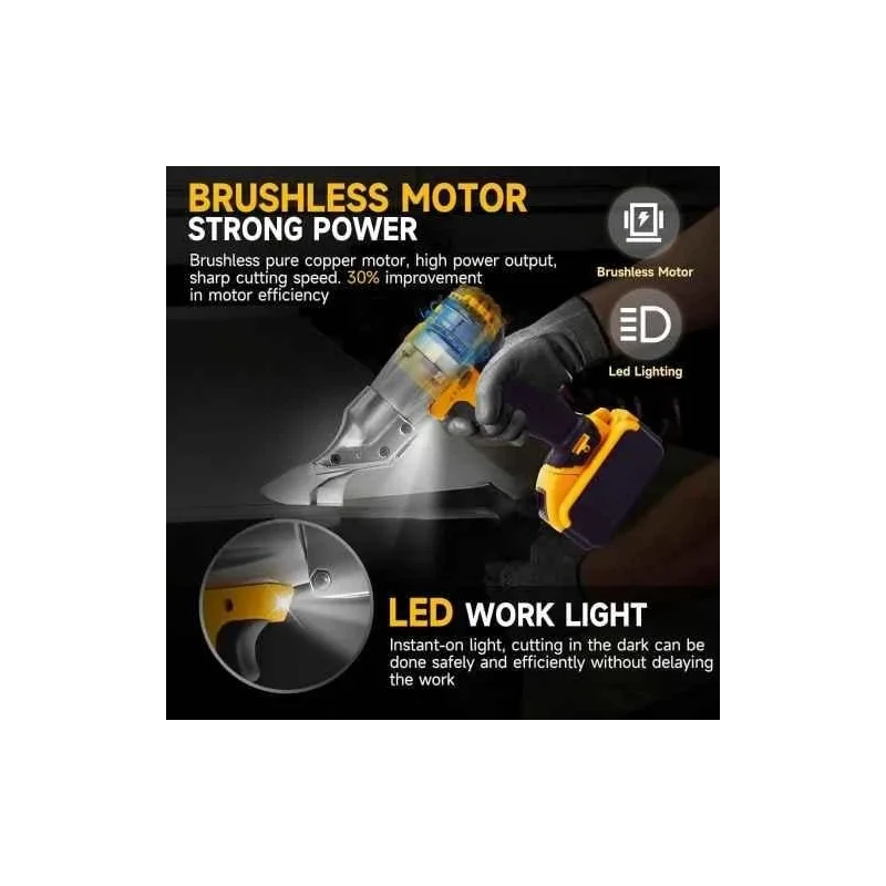 MECRAAF 21V 2400rpm Heavy Duty Cordless Brushless Metal Shear for Cutting Metal Iron & Stainless Steel image-4