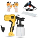 Hillgrove HGCM1310 400W HVLP Paint Sprayer Gun with 20W Glue Gun Gloves & 5 Glue Sticks