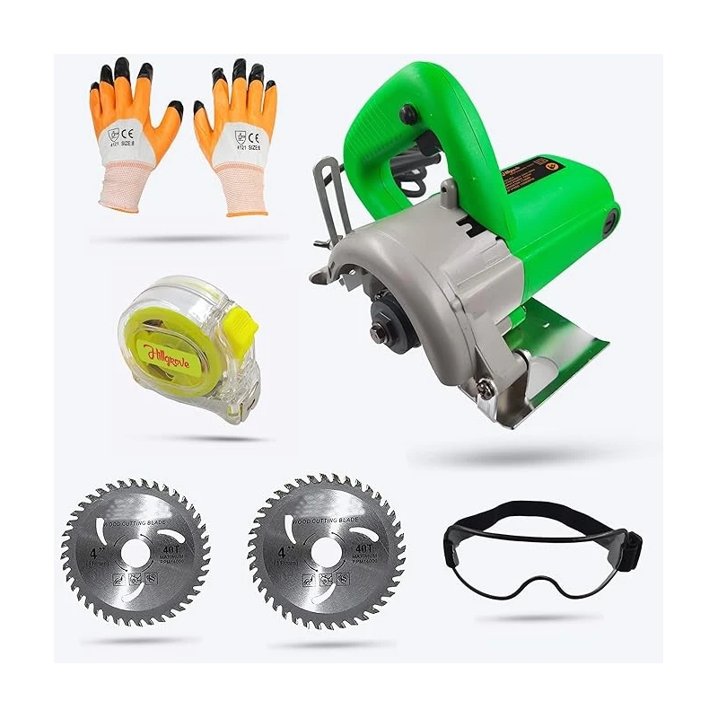 Hillgrove HGCM243M1 1050W Cutting Saw Machine Combo with 2 Cutting Wheels Safety Goggles Tape & Gloves image-1