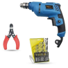 Hillgrove HGCM1371 500W 10mm Power Drill Machine with 9 Drill Bits & Wire Cutter