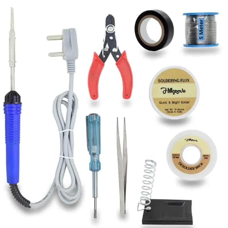 Hillgrove HG0090 9-in-1 Mobile Soldering Iron Equipment Tool Kits with Flux Paste & Wire-1