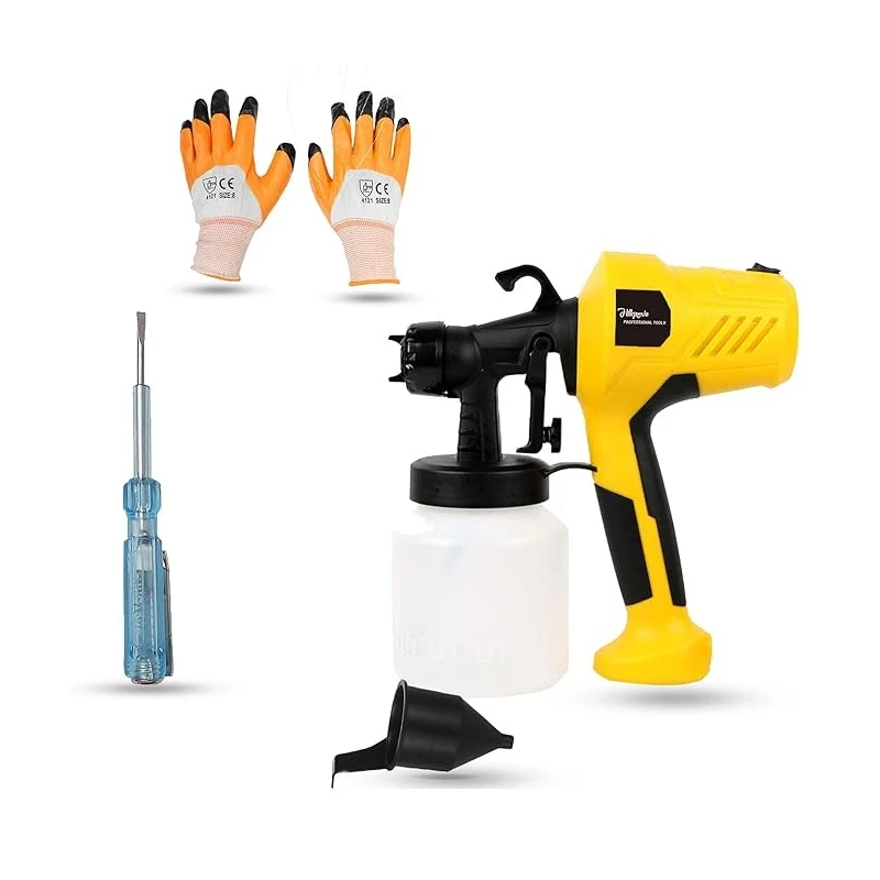 Hillgrove HGCM1324 400W DIY HVLP Paint Sprayer Gun with Gloves & Line Tester-1