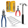 Hillgrove HGCM886 Curved Claw Hammer with 8-Inch Plier 5-in-1 Screwdriver Wire Cutter & 8-Piece Double Open End Wrench Set
