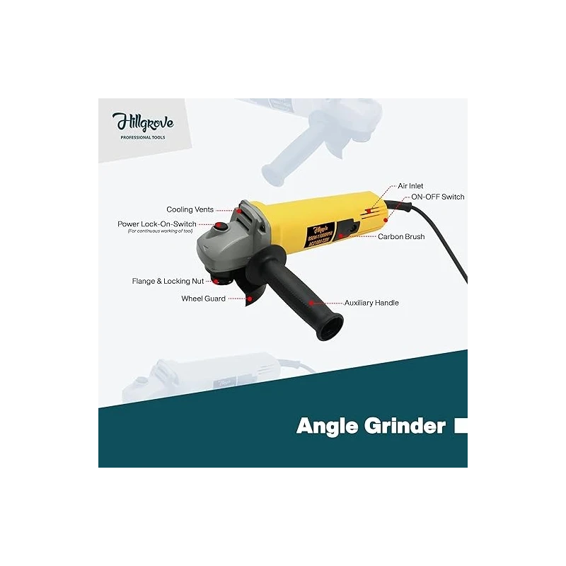 Hillgrove HGCM367M1 1200W Hammer Drill Machine & 850W Angle Grinder Combo with SDS Adapter Chuck 5 SDS Plus & 5 Masonry Bit-2