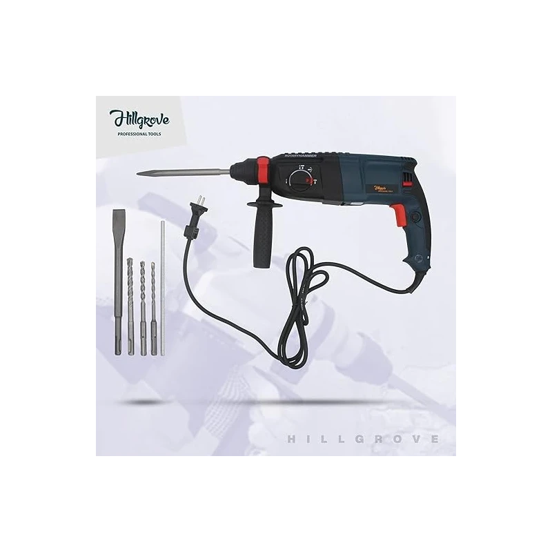 Hillgrove HGCM367M1 1200W Hammer Drill Machine & 850W Angle Grinder Combo with SDS Adapter Chuck 5 SDS Plus & 5 Masonry Bit-3