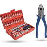 Hillgrove HGCM1010 46-Piece 1/4-Inch Ratchet Socket Spanner Set with 8-Inch Plier