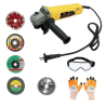 Hillgrove HGCM387M1 850W 11000rpm Angle Grinder with Safety Goggles, Gloves & 5 Cutting Wheels