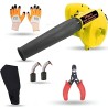 Hillgrove HGCM1116 800W Yellow Electric Air Blower with Carbon Brushes, Gloves & Wire Cutter