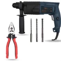 Hillgrove HGCM1187 750W Hammer Impact Drill Machine with Forward & Reverse Rotation 3 Bits & 8-Inch Plier-1