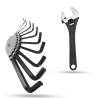 Hillgrove HGCM997 10-Piece Hex Allen Key with 8-Inch Adjustable Wrench Spanner Set