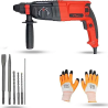 Hillgrove HGCM1238 1200W Hammer Impact Drill Machine with 5 SDS Plus Bits & Gloves