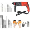 Hillgrove HGCM252M1 1200W Hammer Impact Drill Machine with Gloves, Chuck, SDS Adapter, 15-Piece Bit Set