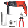 Hillgrove HGCM1254 1200W Hammer Impact Drill Machine with 5 SDS Plus Bits, Chuck, SDS Adapter & 8-Inch Plier