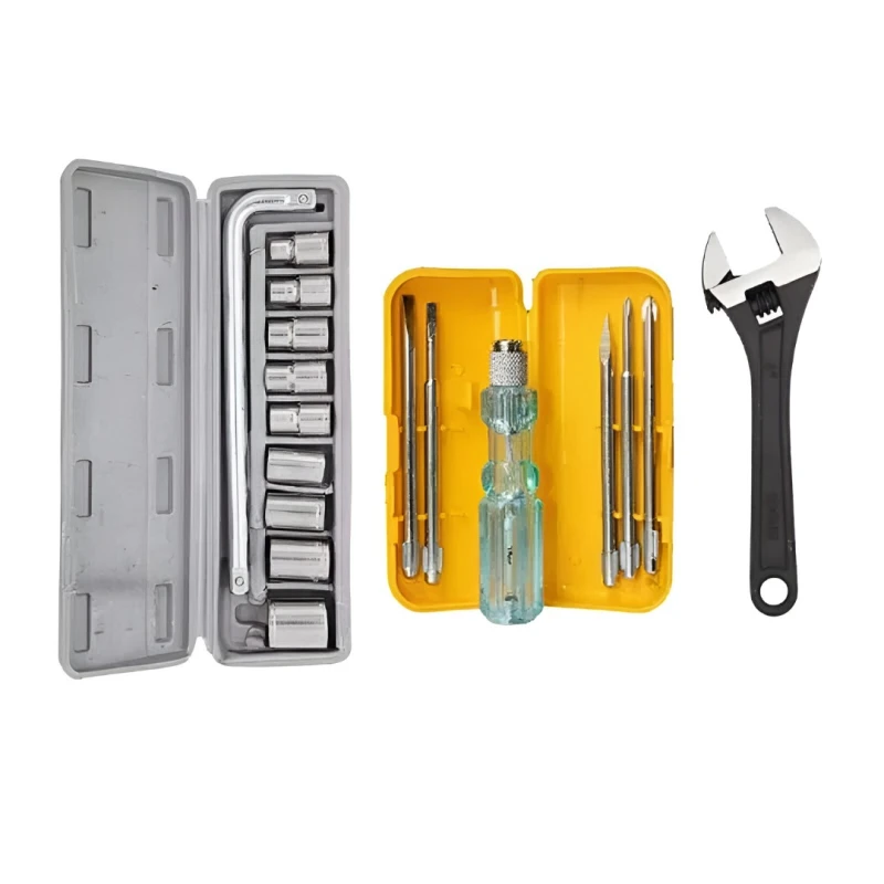 Hillgrove HGCM411M1 10-Piece Hex Socket Spanner Set with 5-in-1 Screwdriver & 8-Inch Adjustable Wrench image-1