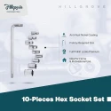 Hillgrove HGCM411M1 10-Piece Hex Socket Spanner Set with 5-in-1 Screwdriver & 8-Inch Adjustable Wrench image-2