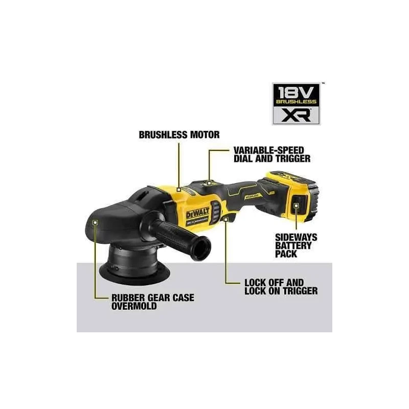 Dewalt DCM848P2 20V Cordless Random Orbit Polisher Kit with Variable Speed image-1
