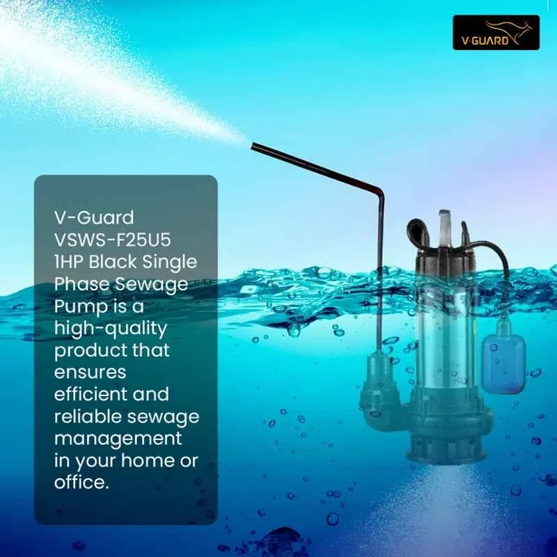 V-Guard VSWS-F25U5 1 HP Single Phase Sewage Pump, Stainless Steel, Chemical Resistant | EnvMart