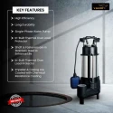 V-Guard VSWS-F25U5 1 HP Single Phase Sewage Pump, Stainless Steel, Chemical Resistant | EnvMart