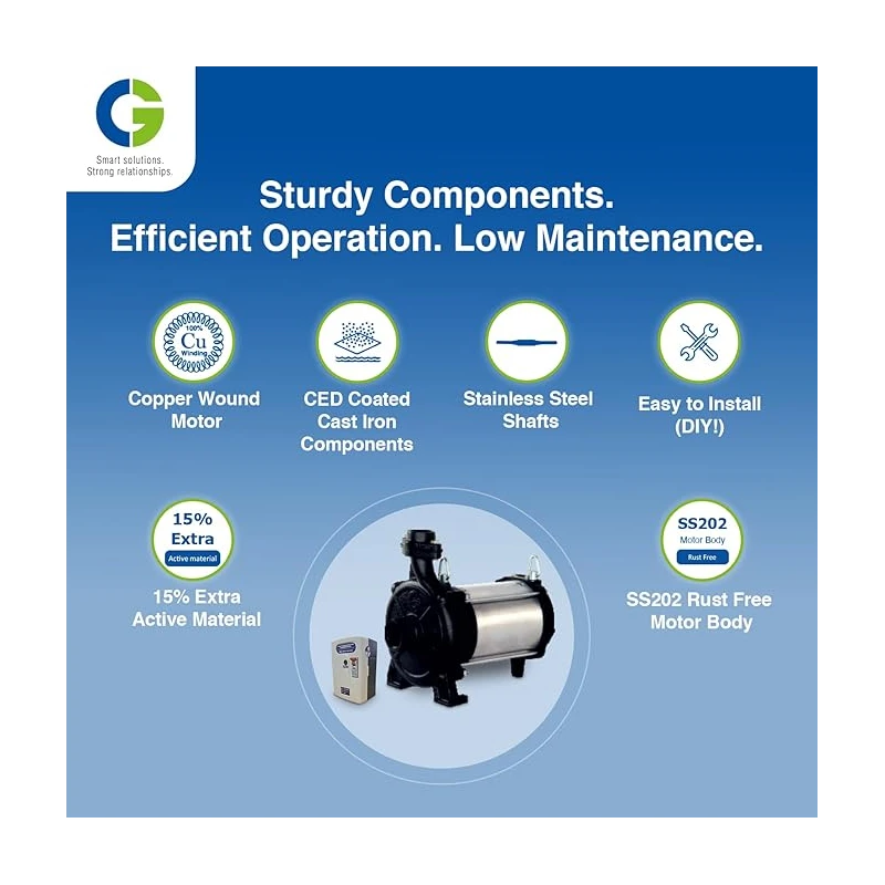 Crompton Greaves CGDOW1080Z30 1 HP Single Phase Domestic Open Well Submersible Pump, 220V, Cast Iron | EnvMart