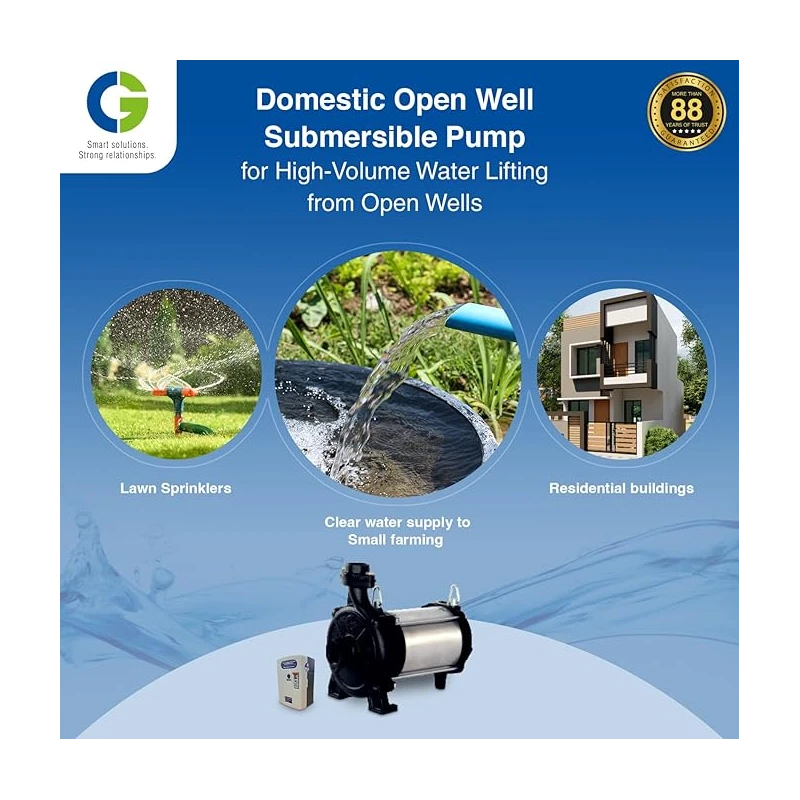 Crompton Greaves CGDOW1080Z30 1 HP Single Phase Domestic Open Well Submersible Pump, 220V, Cast Iron | EnvMart