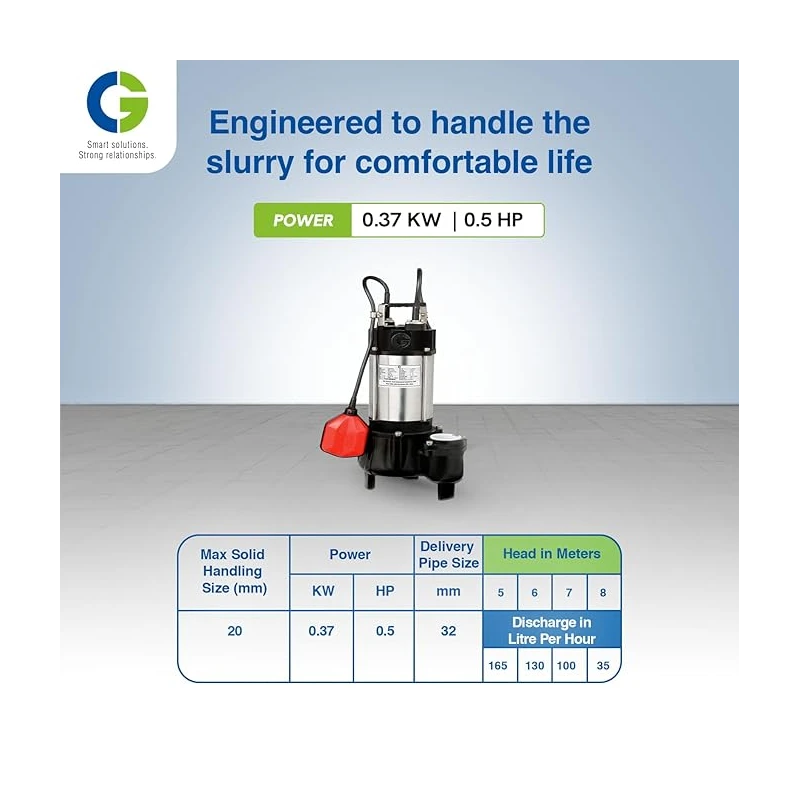 Crompton Greaves CGSTP005F 0.5 HP Sewage Submersible Pump Stainless Steel 0.37kW | EnvMart
