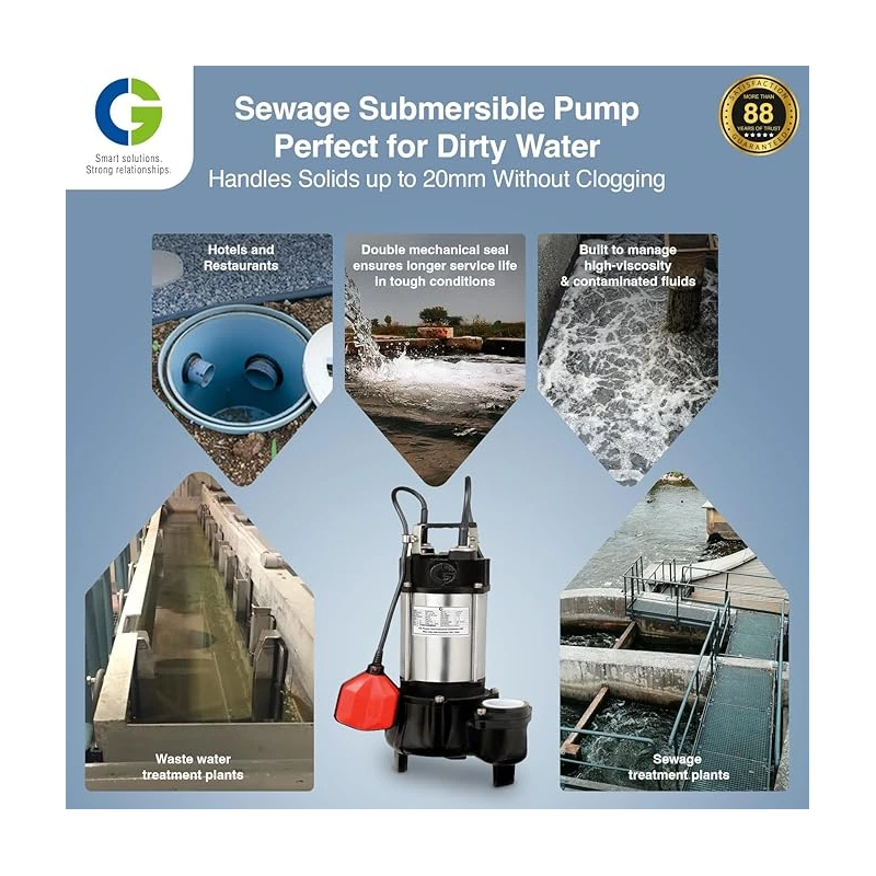 Crompton Greaves CGSTP005F 0.5 HP Sewage Submersible Pump Stainless Steel 0.37kW | EnvMart