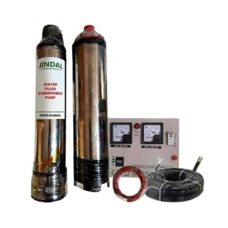 Jindal 1.5 HP 12 Stage Borewell Submersible Pump with Control Panel, Copper Winding, Single Phase | EnvMart