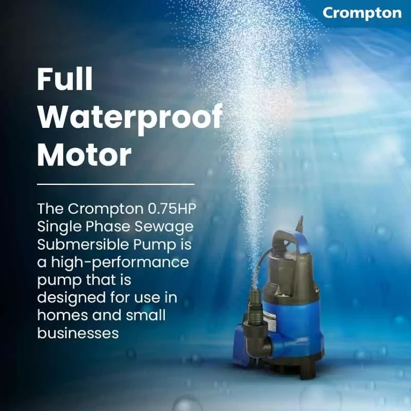 Crompton CDPJ550(1PH)-9 Sewage Submersible Pump 0.75HP Single Phase 220V | EnvMart