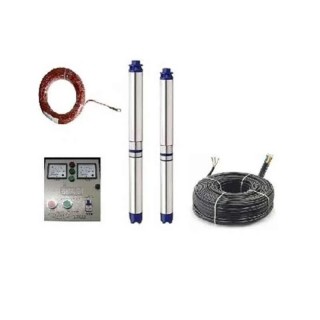 Damor 1.5HP Single Phase Oil Filled Borewell Submersible Pump with Control Panel, 12 Stages | EnvMart