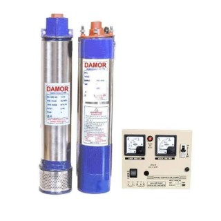 Damor 1.5 HP 12 Stage Oil Filled Submersible Pump with Control Panel, Single Phase | EnvMart