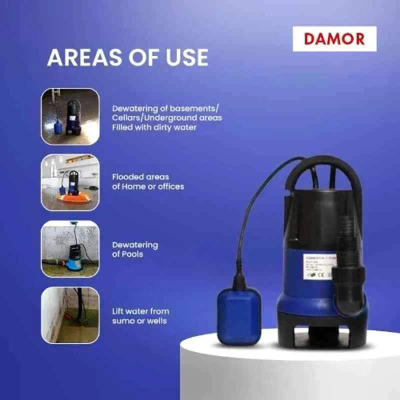 Damor ECO 110 1.5 HP Draining Pump 230V 16500 LPH Stainless Steel Shaft | EnvMart