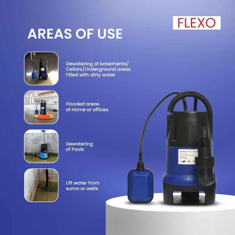 Flexo Sew 100 1.5 HP Sewage Submersible Pump, Single Phase, 230V, 16500 LPH | EnvMart