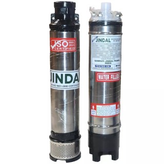 Jindal 1 HP 4 Inch Pure Copper Water Filled Submersible Pump, Stainless Steel, 180-220V, Single Phase | EnvMart