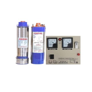 Jindal 1 HP Oil Filled Borewell Submersible Pump with Control Panel Copper Winding | EnvMart