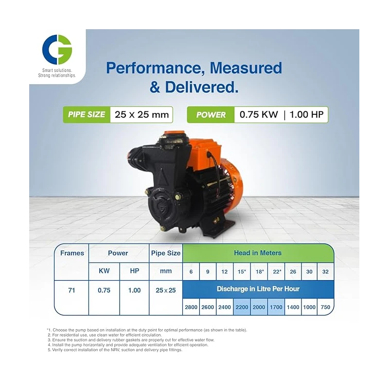 Crompton Greaves CGDMM10MS Mini Sergent Centrifugal Pump, 1 HP, 220V, Cast Iron | EnvMart