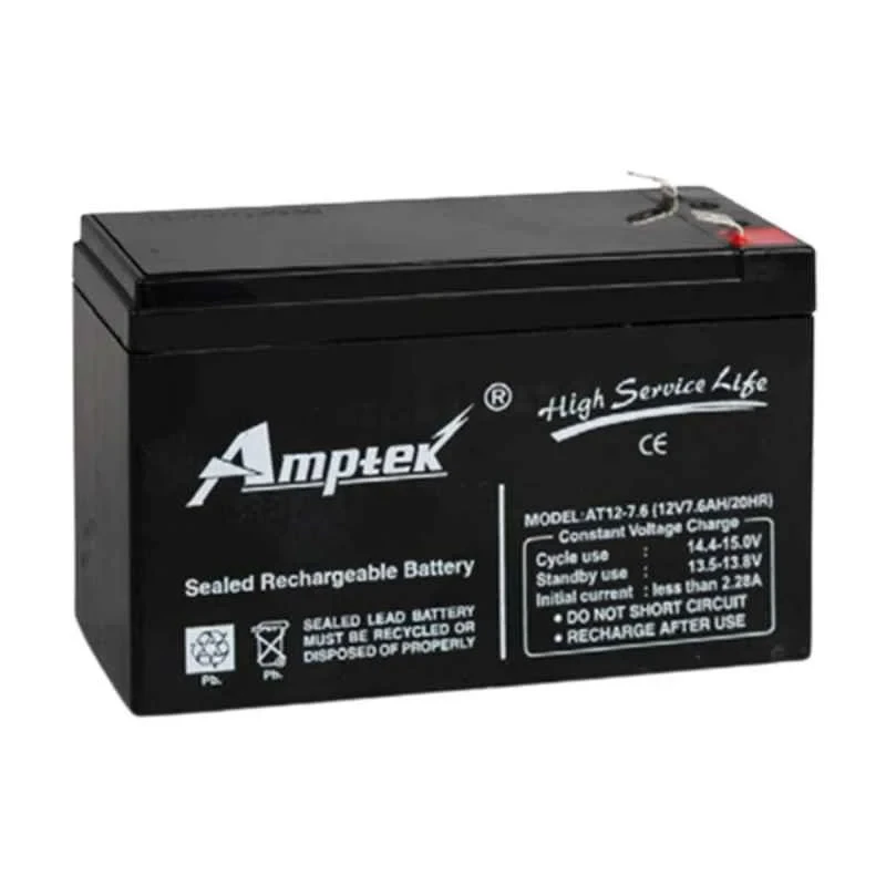 Amptek AT12-7.6 12V 7.6Ah SMF Sealed Rechargeable Industrial Battery | EnvMart