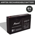 Amptek AT6-7 Sealed Rechargeable SMF Battery 6V 7Ah Black Valve-Regulated VRLA | EnvMart