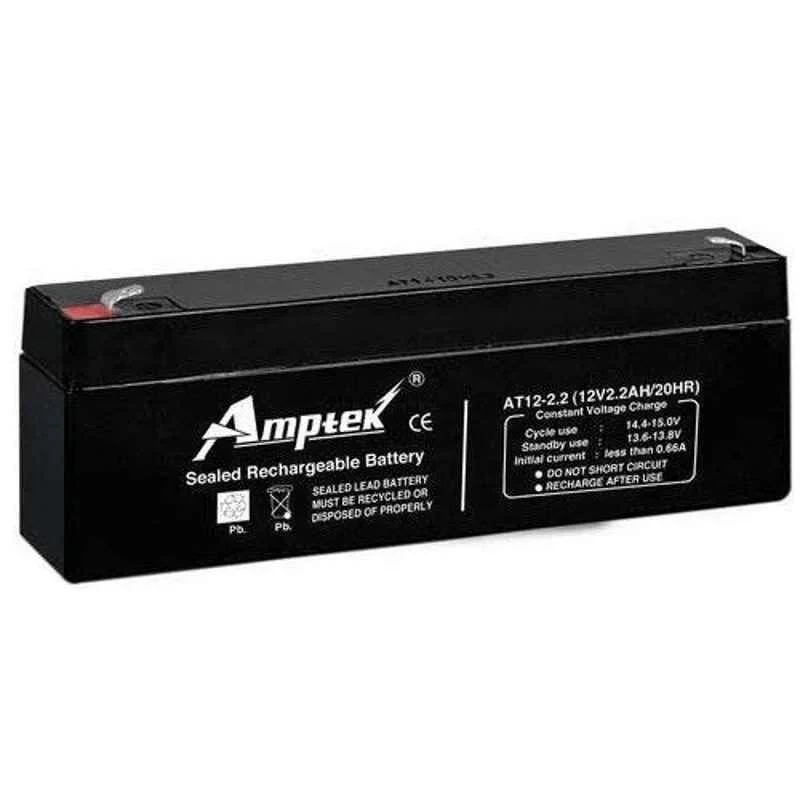 Amptek 12V 2.2Ah Rechargeable SMF Battery, Lead Acid, 0.96 kg | EnvMart