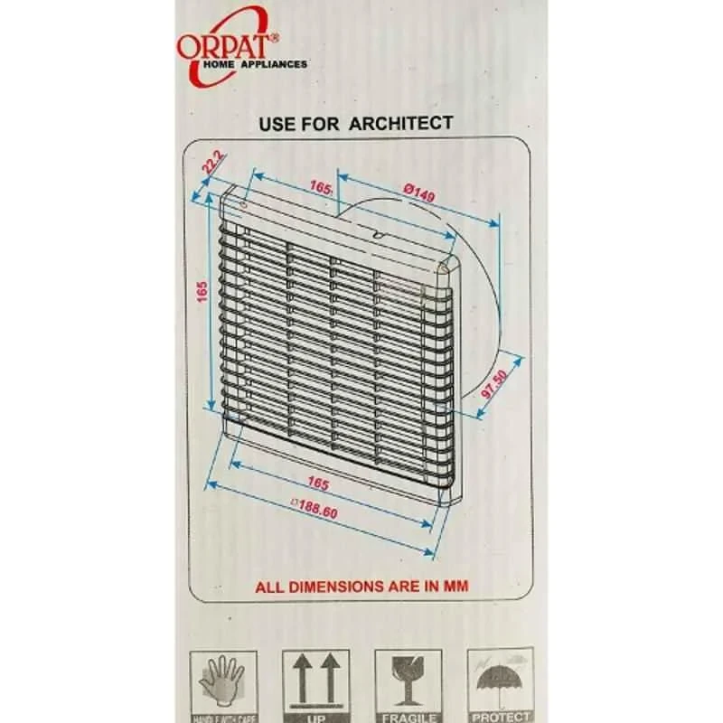 Orpat Axial Fan 20W 1750rpm 150mm Plastic White Exhaust Fan | EnvMart
