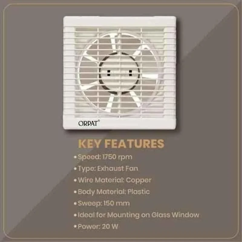 Orpat Axial Fan 20W 1750rpm 150mm Plastic White Exhaust Fan | EnvMart