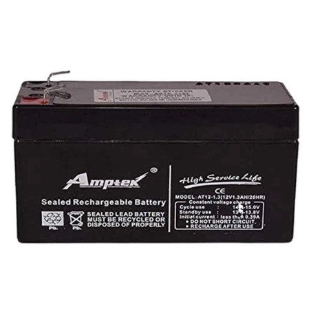 Amptek AT12-1.3 Sealed 12V 1.3Ah SMF Industrial Battery, Black | EnvMart