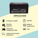 Amptek AT12-1.3 Sealed 12V 1.3Ah SMF Industrial Battery, Black | EnvMart