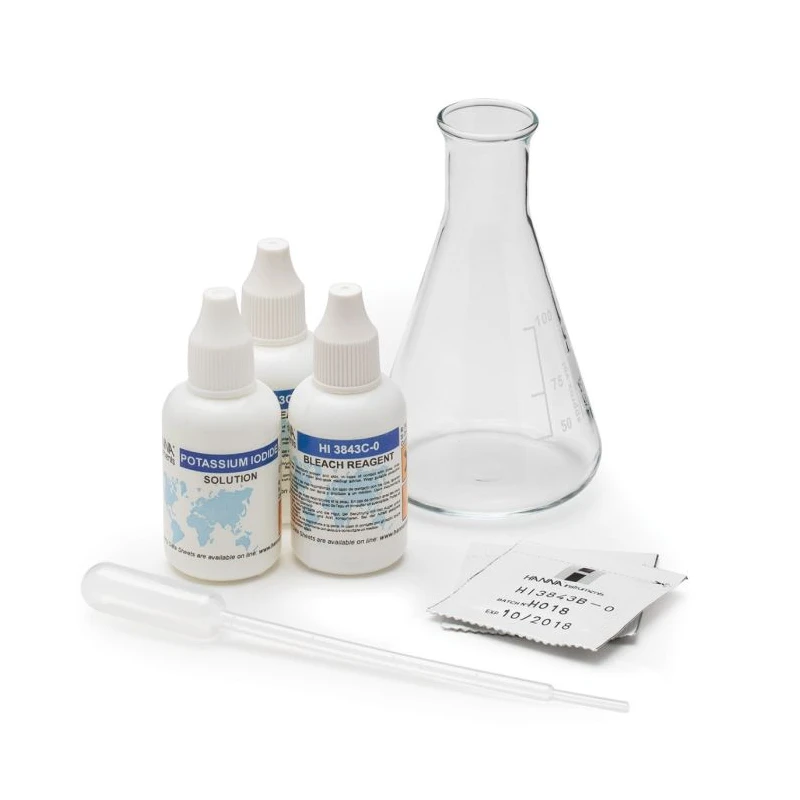 HI3843 Hypochlorite Chemical Test Kit 50–150 g/L Cl₂, 100 Tests, Iodometric Titration | EnvMart