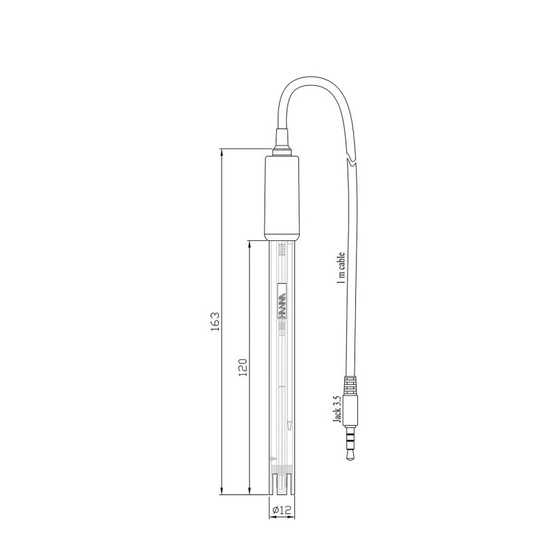 Digital PEI Body pH Electrode HI12300, Double Junction, Temperature Sensor, Gel Filled | EnvMart