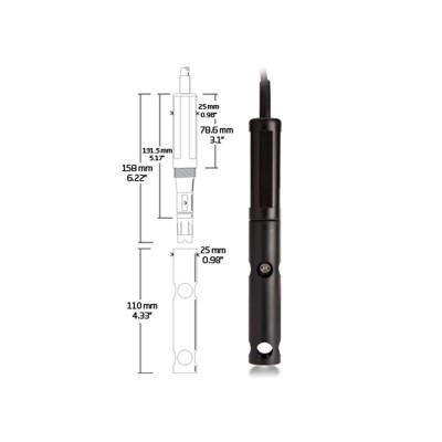 Hanna HI76407/20 Polarographic DO Probe with 20m Cable, Integrated Temperature Sensor | EnvMart