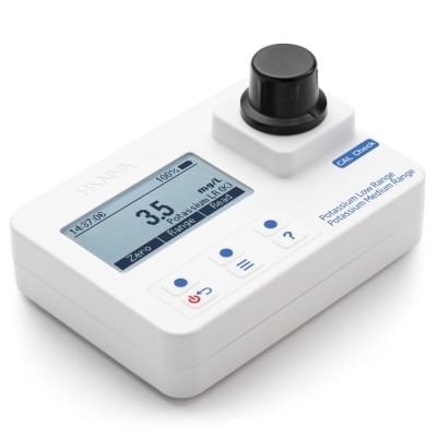 Potassium Photometer Meter HI97750, LR/MR, 0.0–100 mg/L, IP67, 128x64 LCD | EnvMart