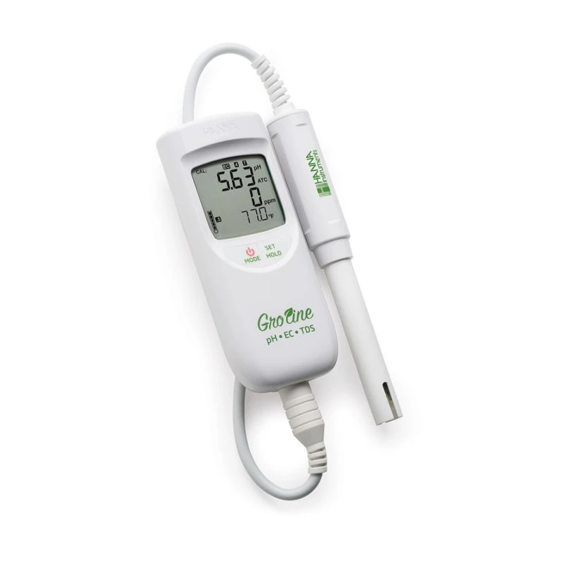 GroLine HI9814 Hydroponics Waterproof pH/EC/TDS/Temp Meter | IP67, ±0.02 pH | EnvMart
